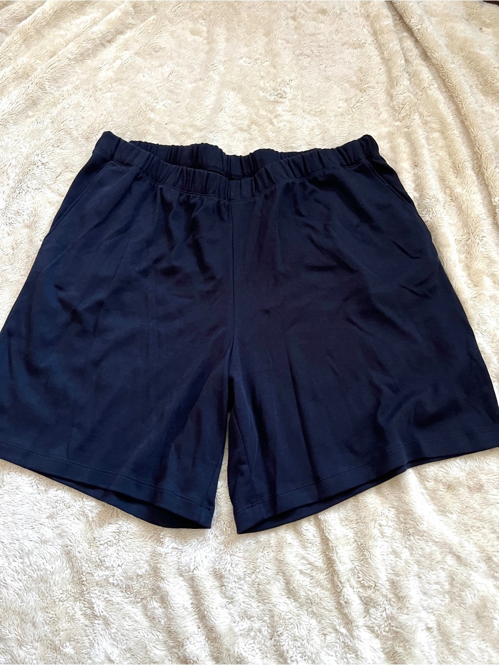 LAND'S END Woman's Navy Blue Athletic Cozy Shorts Size 2X q
